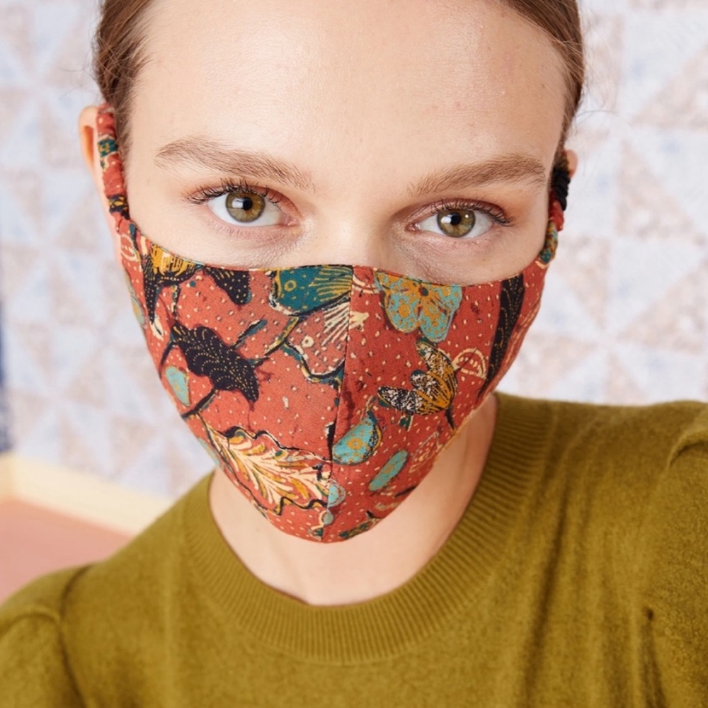 ULLA JOHNSON Mesa Floral orange floral print Face Mask